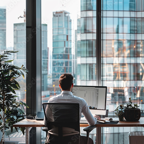 human working in the office with computer