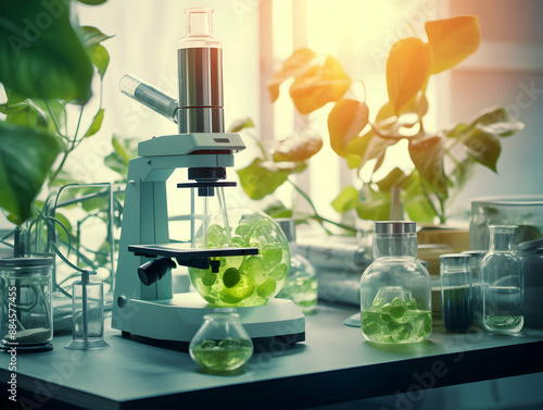 Experimental research on biotechnology and DNA, Smart Farming and Agriculture Innovation Concept, scientific research in the field of biology photo