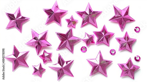 Pink star-shaped jewel stickers standing out on a white background photo