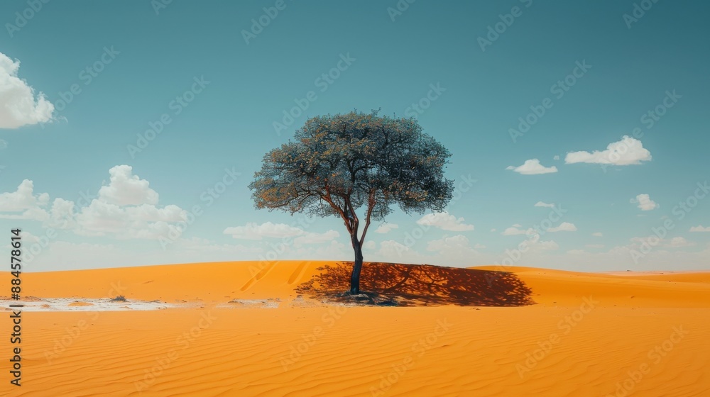 Fototapeta premium lonely tree in the desert ai generated
