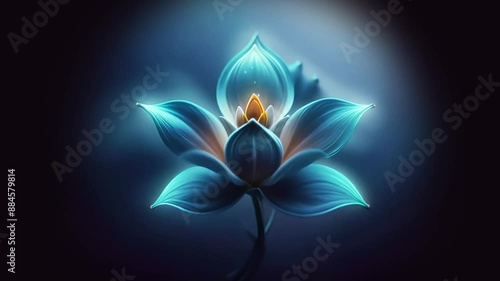 Fantasy flower on a black background, seamless looping