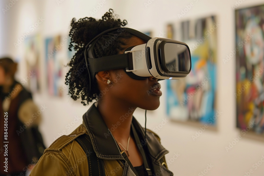 Art exhibition with the use of VR googles, virtual reality art and entertainment Art exhibition with the use of VR googles, virtual reality art and entertainment