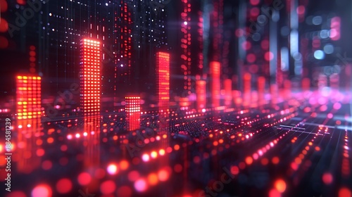 Unique AI imageBusiness bar sign and profit growing symbol, depicted with a dynamic progress bar icon on a futuristic digital screen background.