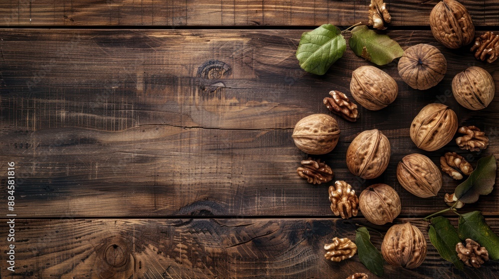 Walnuts on Rustic Wooden Background Walnuts on Rustic Wooden Background