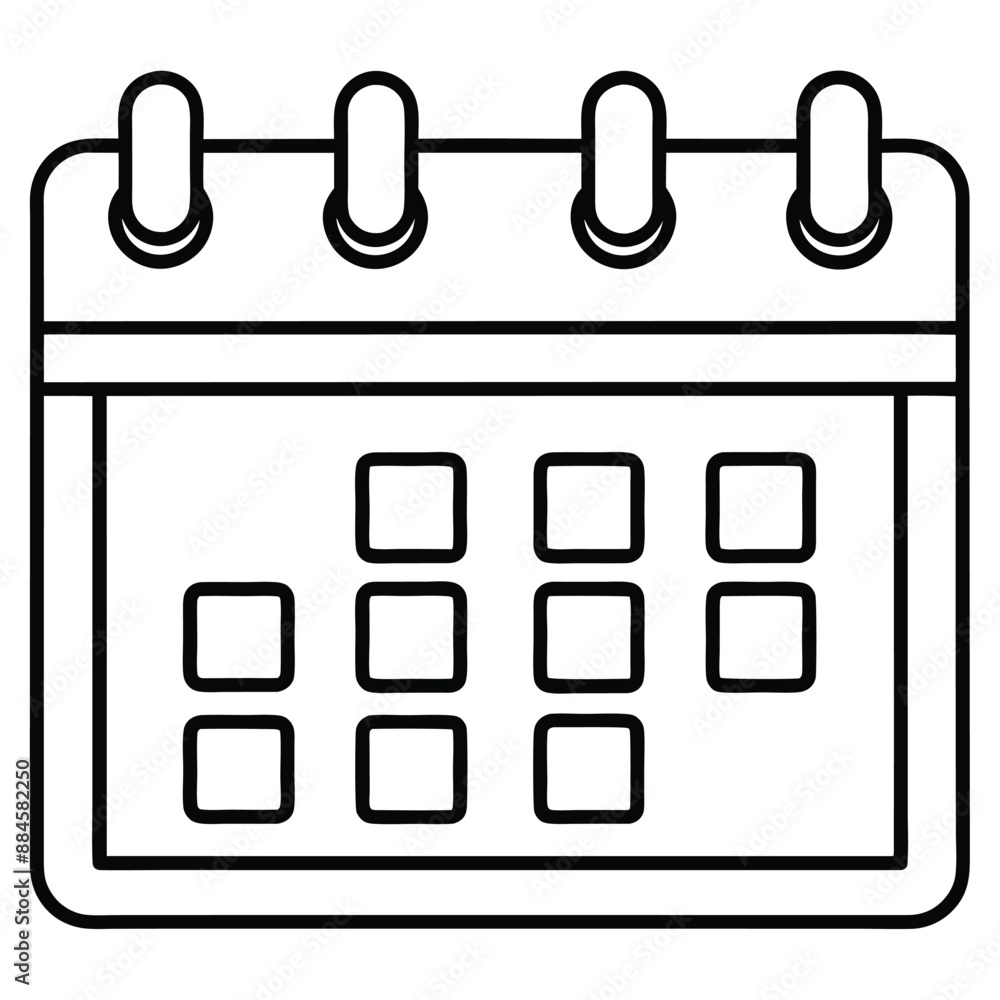 Calendar Icon silhouette black and white Vector on white background Calendar Icon silhouette black and white Vector on white background