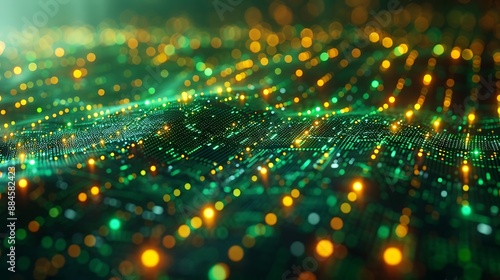 An abstract digital growth graph background in vivid green and yellow tones, symbolizing advancement and achievement. Ideal for business and technology concepts.