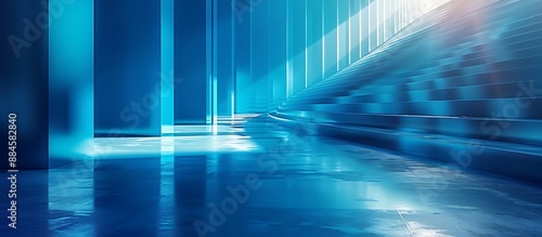 An elegant side view of a modern bar graph in striking shades of sapphire blue, presenting data with a sleek and minimalist design.