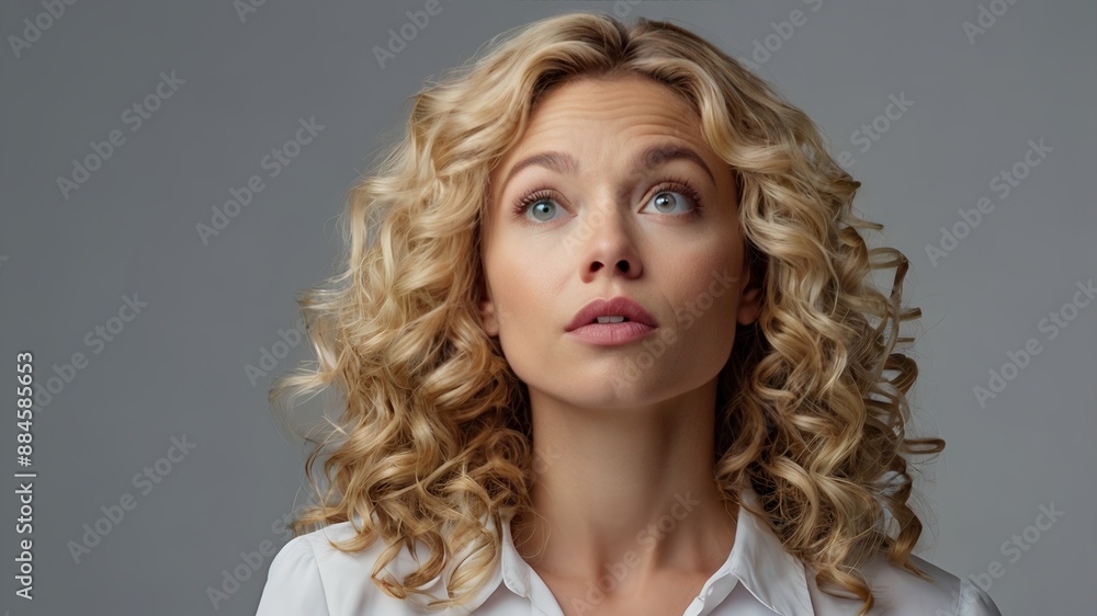 Attractive Woman with Curls Thinking Attractive Woman with Curls Thinking