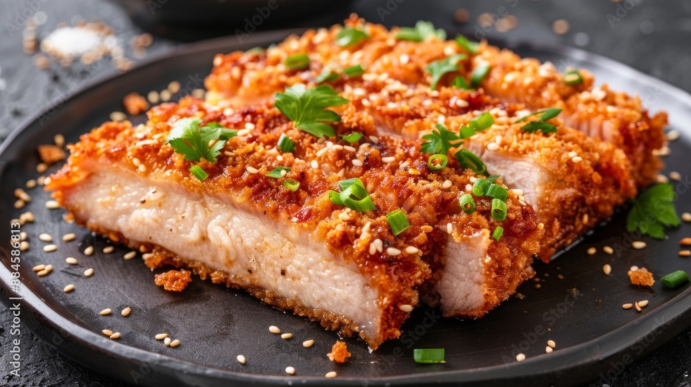 The national cuisine of Japan. Pork in Japanese (Tonkatsu). The national cuisine of Japan. Pork in Japanese (Tonkatsu).