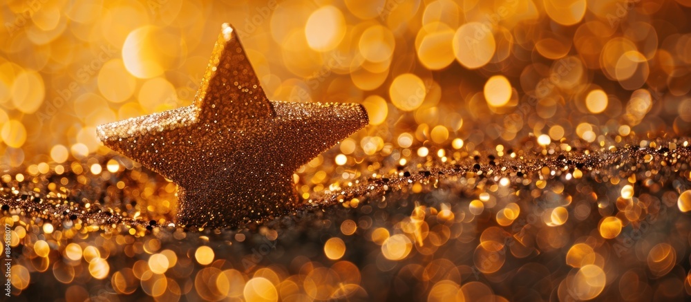 Golden Star on Glittering Background Golden Star on Glittering Background