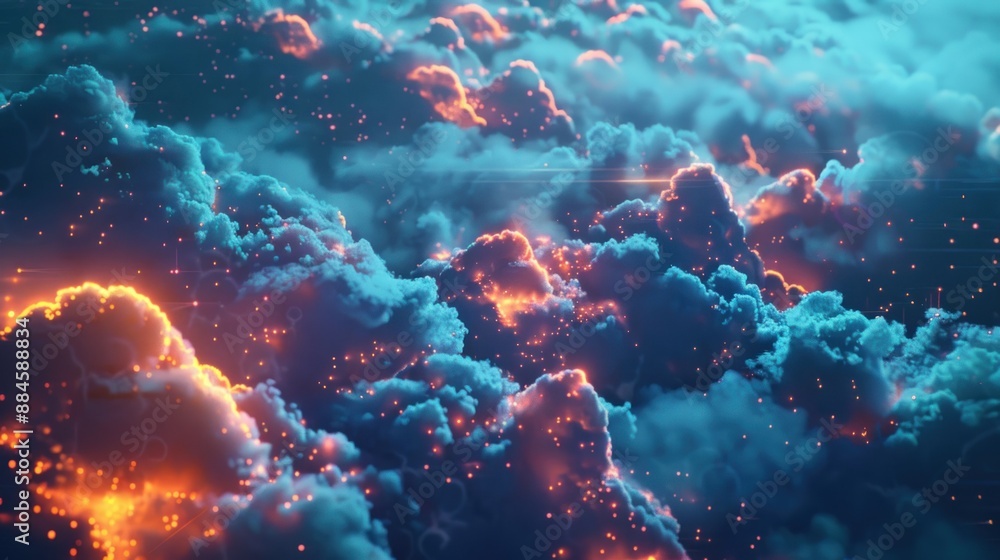 Abstract Cloudscape with Glowing Lights Abstract Cloudscape with Glowing Lights