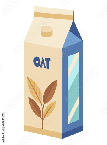 Pack of oat milk. Plant based drink. Vector illustration.