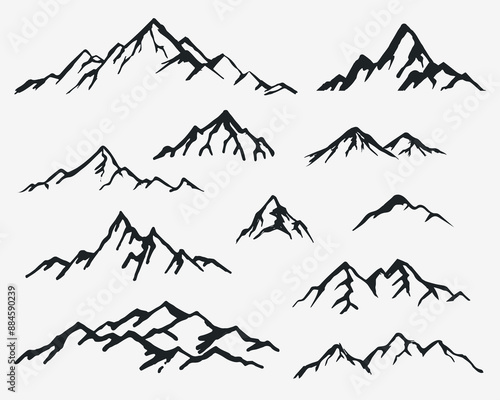 Vector illustration - set of mountain shapes, logo elements