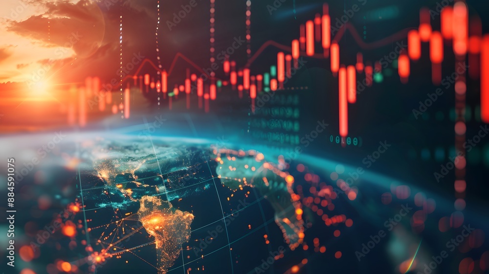 Naming sentence: Digital world map with binary code background Naming sentence: Digital world map with binary code background