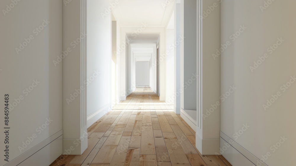 Fototapeta premium Long, White Corridor