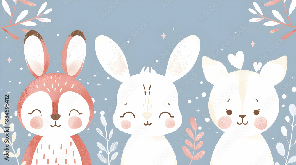 Cute Bunny and Deer Cartoon Cute Bunny and Deer Cartoon