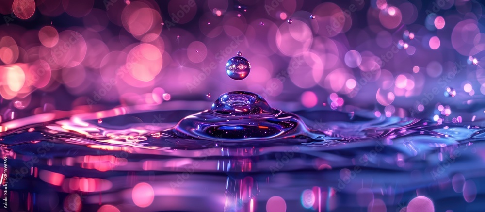 Water Drop Splash with Purple and Pink Bokeh Water Drop Splash with Purple and Pink Bokeh