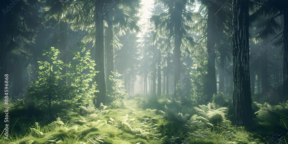 Obraz premium Tropical Floresta Iluminada pelo Sol