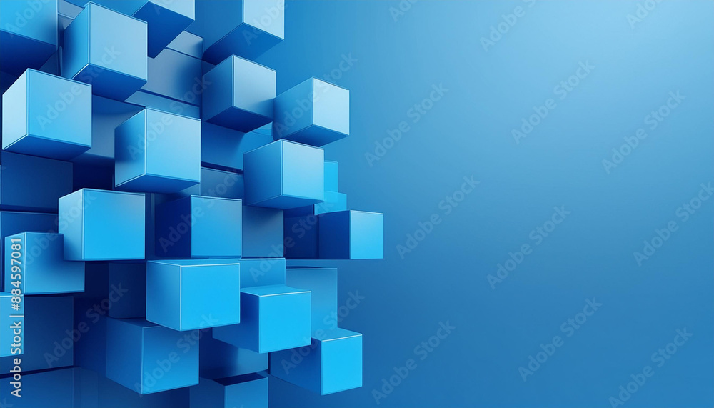 3d Abstract geometric background with blue 3d cubes with copy space 3d Abstract geometric background with blue 3d cubes with copy space