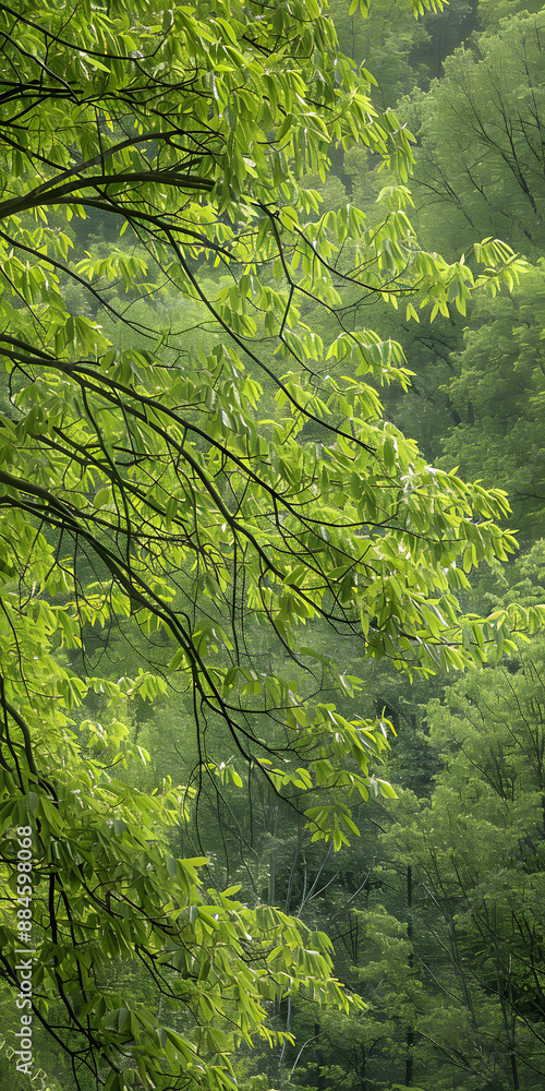 Fototapeta premium Árvore verde com folhas vibrantes