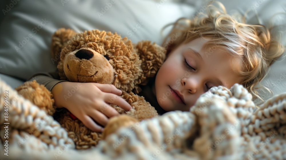 Restful Sleep Imagery of a Child Snuggling a Teddy Bear Restful Sleep Imagery of a Child Snuggling a Teddy Bear