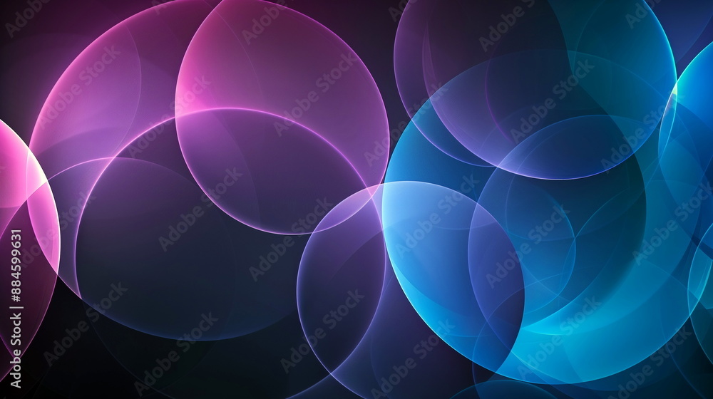 Overlapping circles with gradients of blue and purple, casting soft beams of light in different directions. Abstract Geometric Light Beams Overlapping circles with gradients of blue and purple, casting soft beams of light in different directions. Abstract Geometric Light Beams