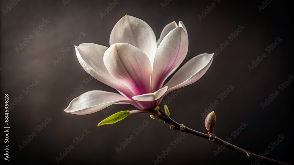 Fototapeta premium A single magnolia bloom against a dark background.