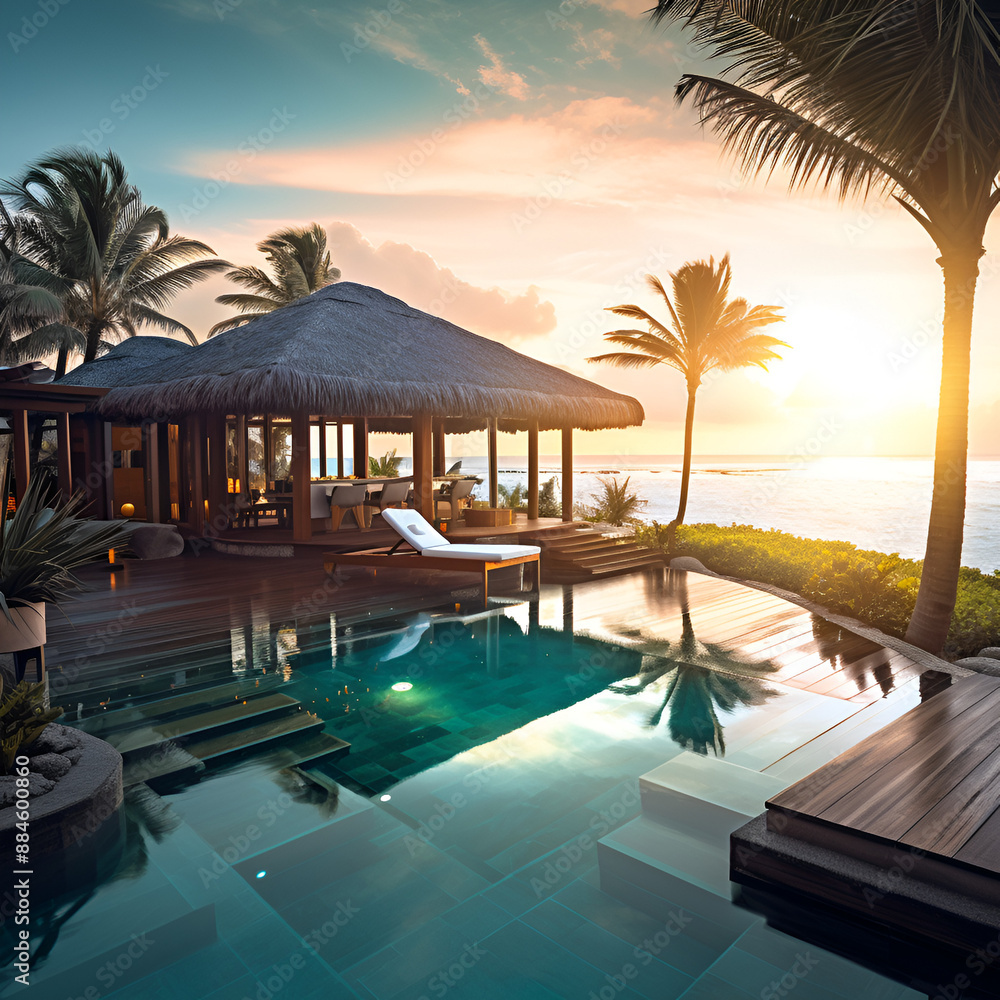 Obraz premium pool at sunset