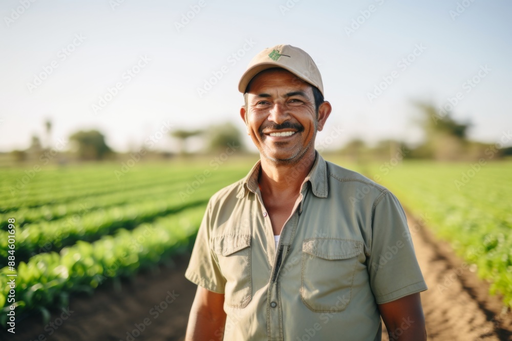 Portrait of a middle aged Hispanic male farmer on field Portrait of a middle aged Hispanic male farmer on field