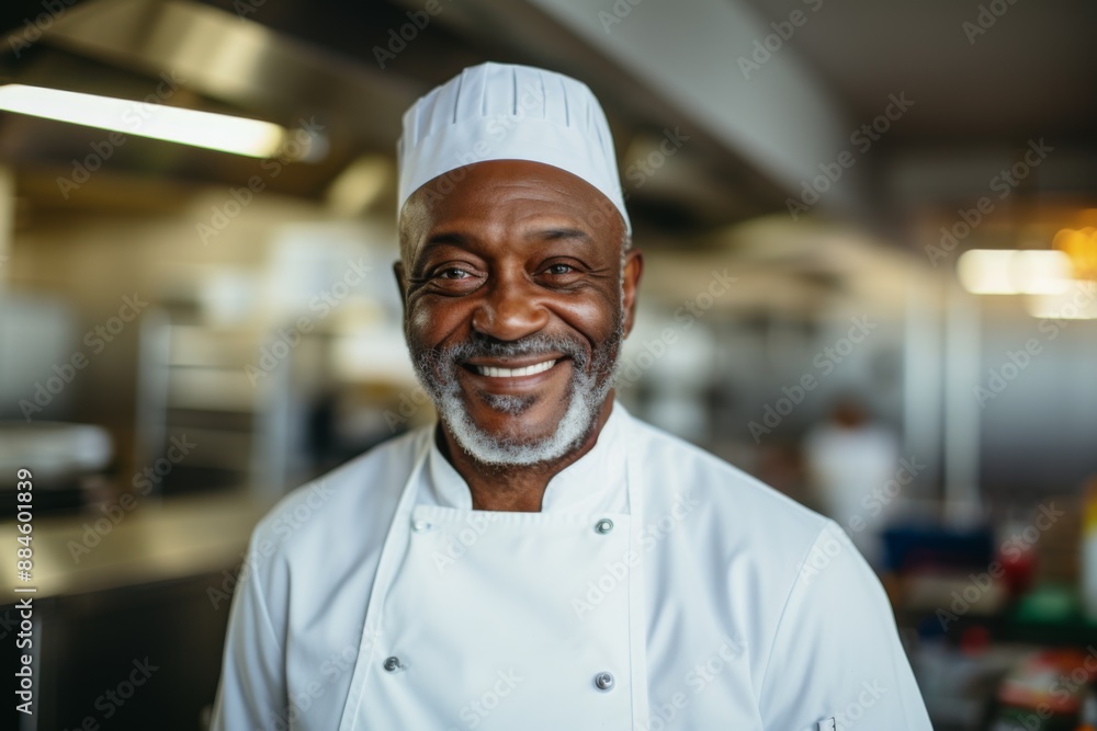 Portrait of a smiling middle aged male chef in kitchen Portrait of a smiling middle aged male chef in kitchen