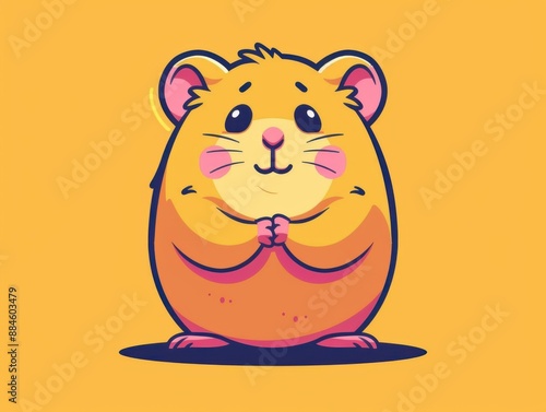 Cute cartoon hamster standing upright photo