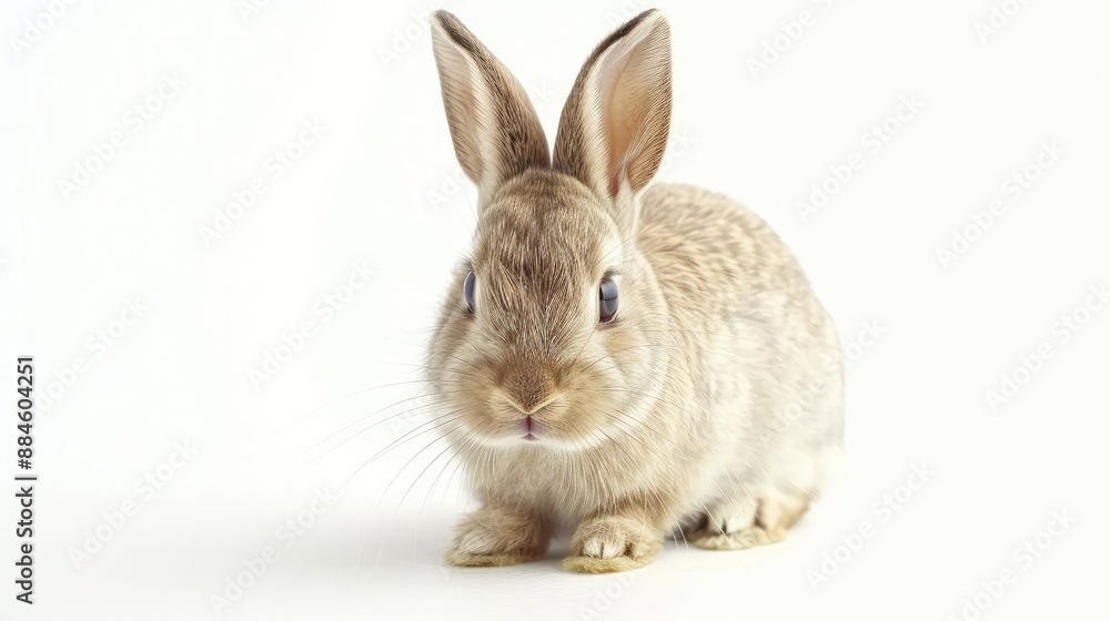 Cute rabbit with wide eyes, gazing curiously at the camera, isolated on a white background Cute rabbit with wide eyes, gazing curiously at the camera, isolated on a white background