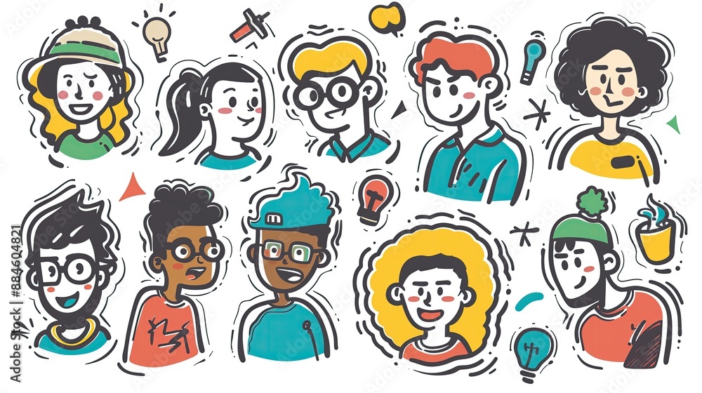 Graffiti stickers collection, isolated cartoon Social Worker, white background, vector graphics in clip art style, generated AI Graffiti stickers collection, isolated cartoon Social Worker, white background, vector graphics in clip art style, generated AI