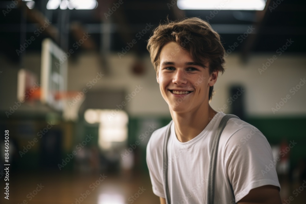 Portrait of a smiling teenage male Caucasian basketball player Portrait of a smiling teenage male Caucasian basketball player