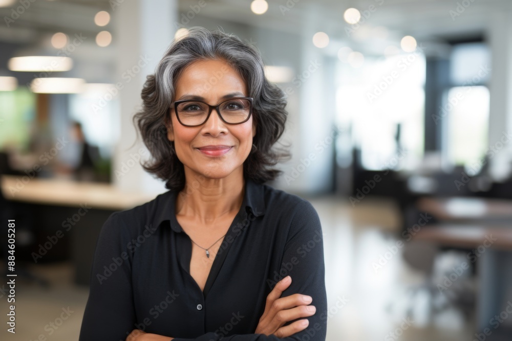 Obraz premium Portrait of a senior Indian businesswoman at office