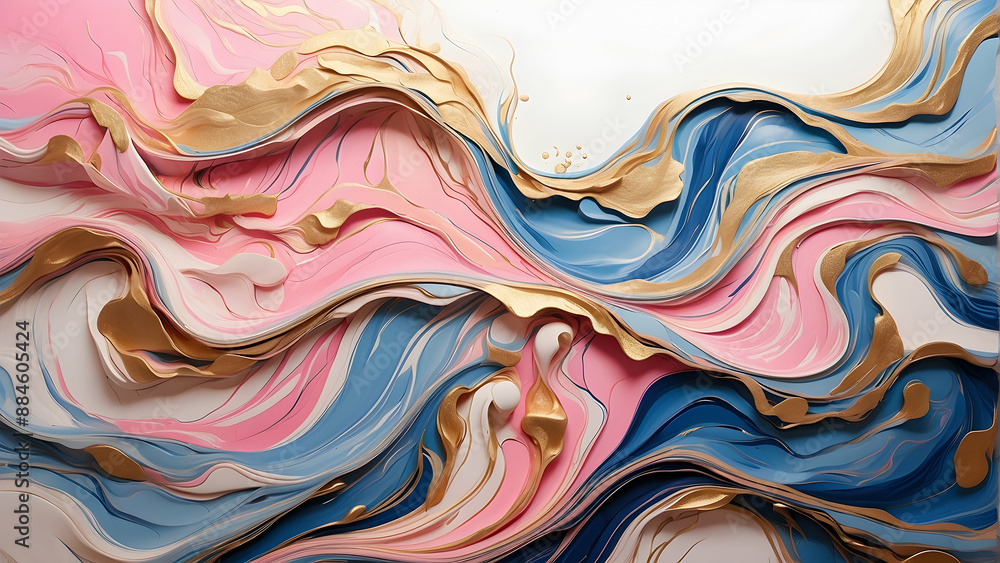 Elegant pink and blue paint ribbon waves Elegant pink and blue paint ribbon waves