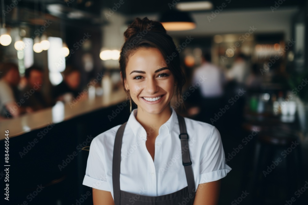 Portrait of a smiling young female waitress in restaurant Portrait of a smiling young female waitress in restaurant