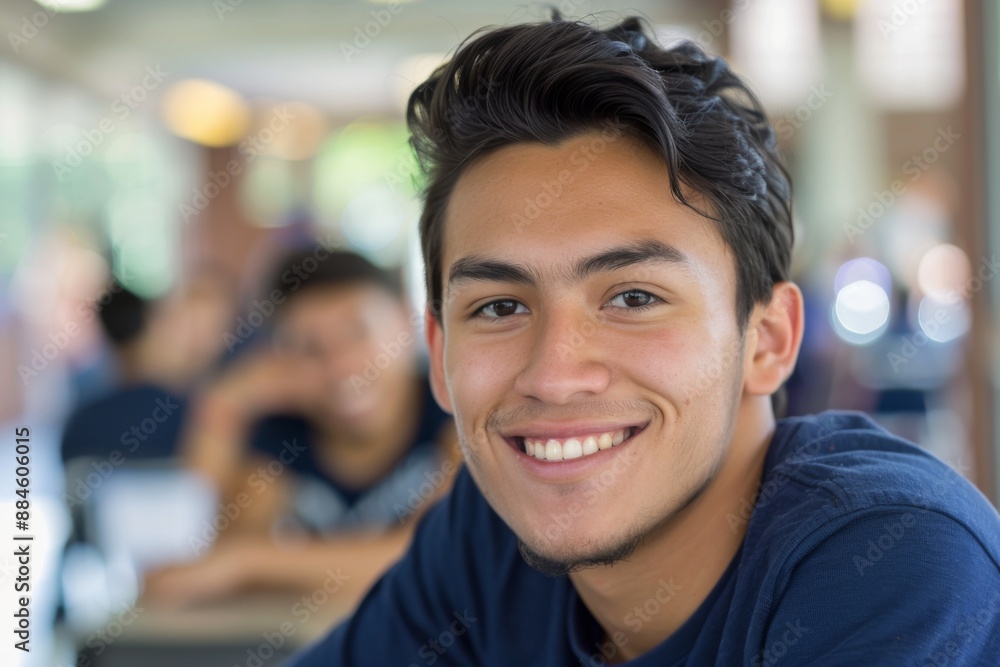 Smiling portrait of a young male Hispanic student on college campus Smiling portrait of a young male Hispanic student on college campus