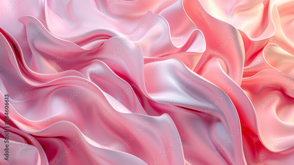 Obraz premium Pink, abstract folds create a full-frame background in this 3D illustration.