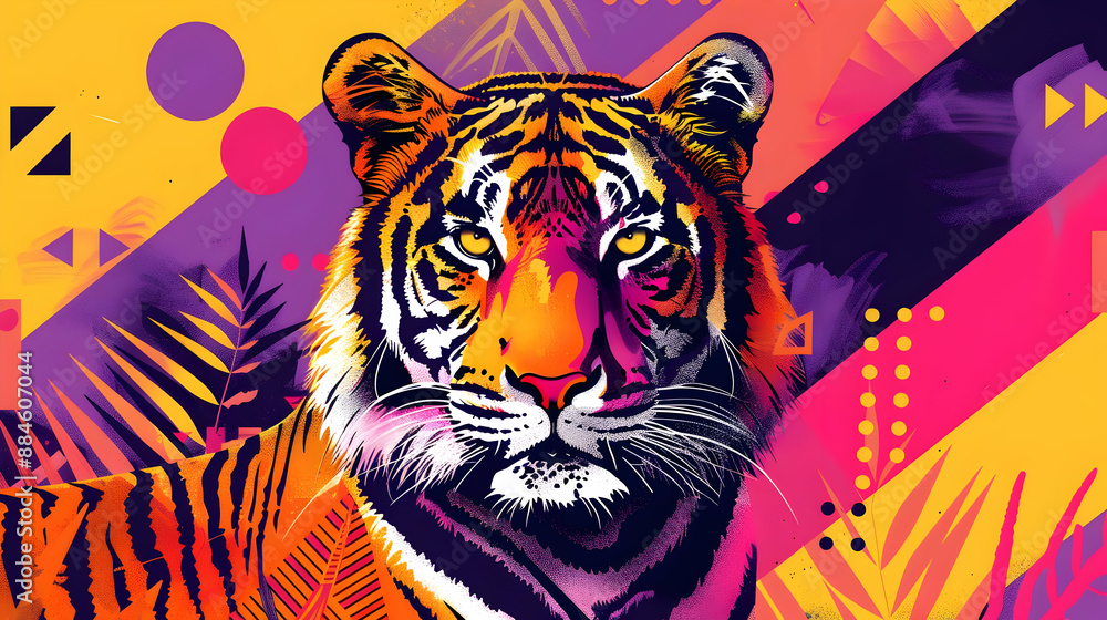 Neon Tiger in Tropical Jungle Neon Tiger in Tropical Jungle
