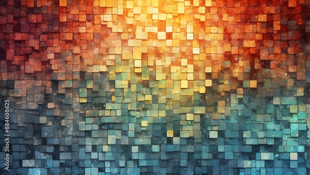 Mosaic of Warm to Cool Color Blocks Mosaic of Warm to Cool Color Blocks