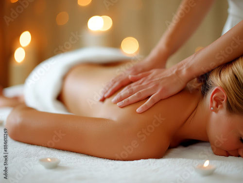 Wallpaper Mural Massage relaxation at spa therapy center with body treatment and aromatherapy for ultimate relief Torontodigital.ca