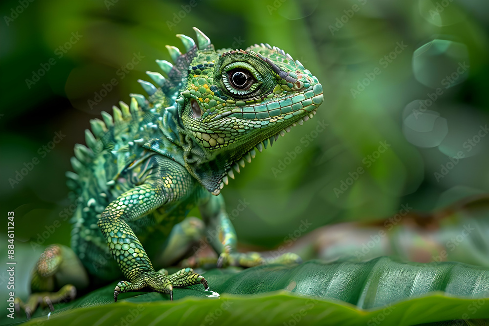 Green Lizard on Leaf Green Lizard on Leaf