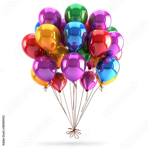 different color balloons on the white background 