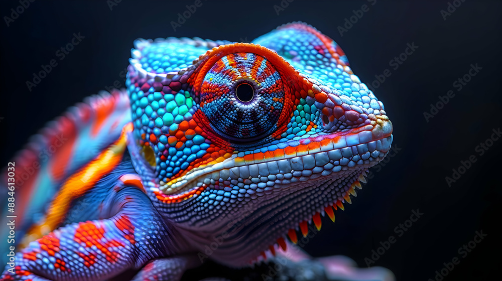 Obraz premium Chameleon Close-Up: Vibrant Colors