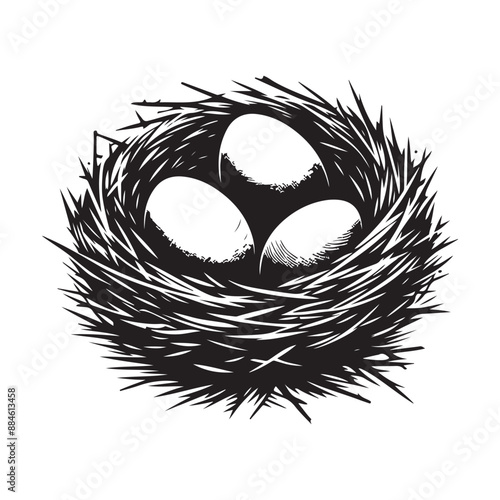 black silhouette Nest vector with white background