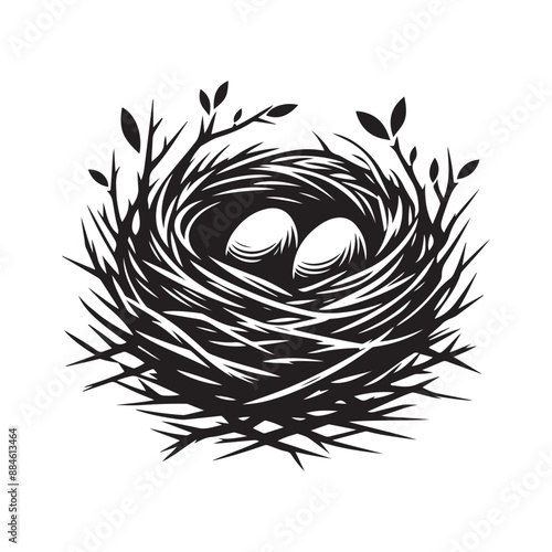 black silhouette Nest vector with white background