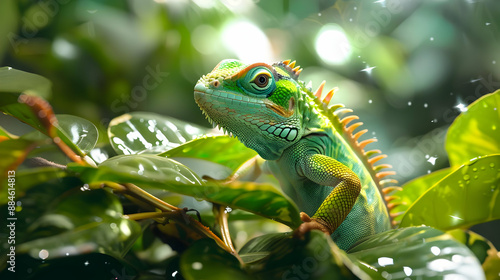 Wallpaper Mural Green Lizard in Lush Jungle Torontodigital.ca