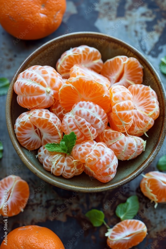 Fresh Sunburst Tangerine Orange in a bowl, Top View, Golden Ratio, Natural Light Fresh Sunburst Tangerine Orange in a bowl, Top View, Golden Ratio, Natural Light
