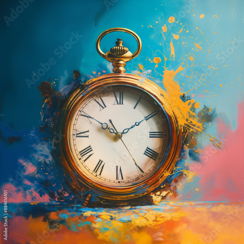 vintage clock on grunge background